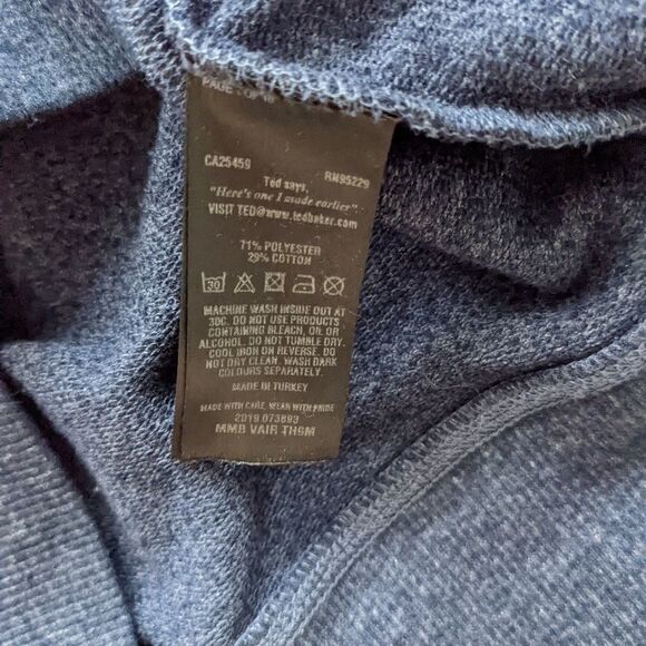 Ted BAKER blue crew neck sweatshirt heather blue Medium Small @K1 - Picture 3 of 10